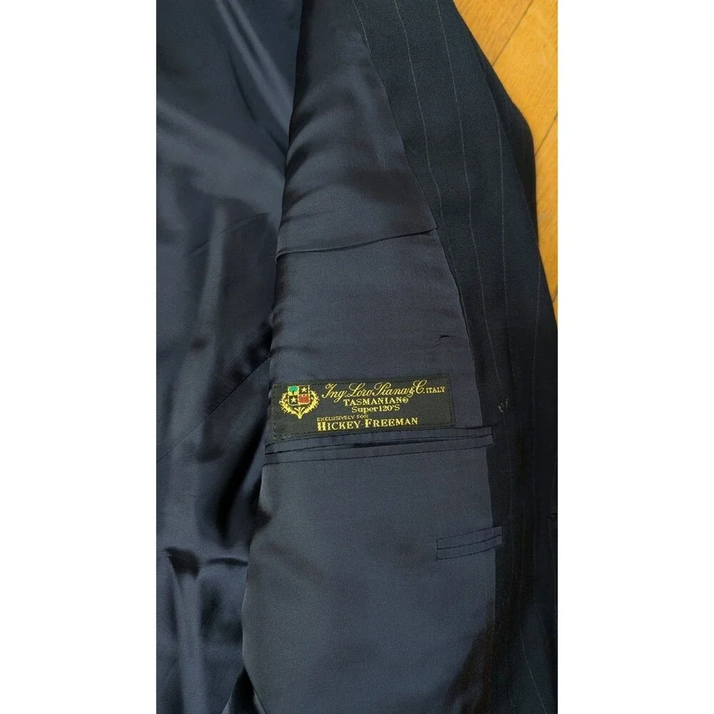 Hickey Freeman Mens 48R Bespoke Loro Piana Tasmanian Super 120s Wool Suit Jacket